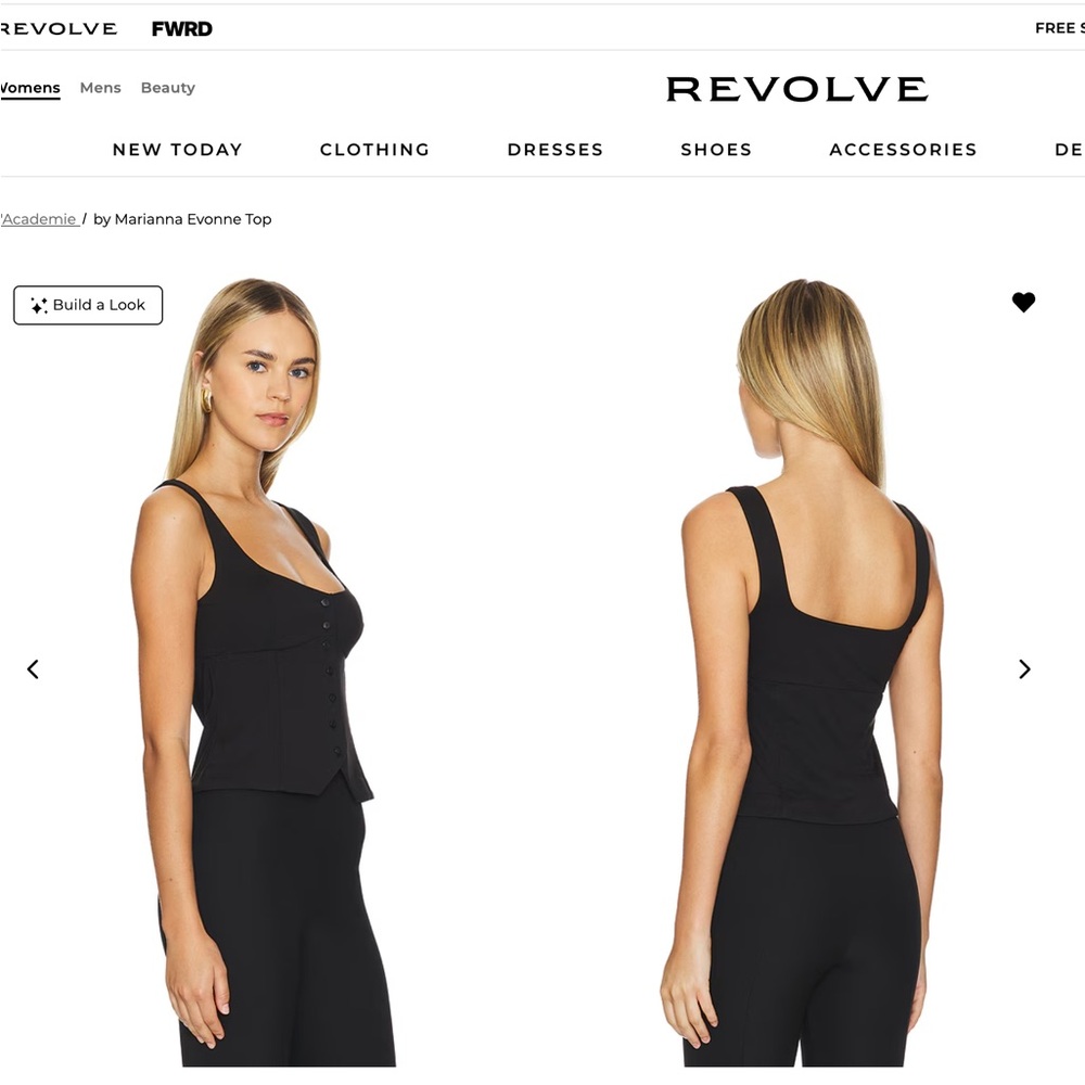 L'Academie Black Button-Front Camisole